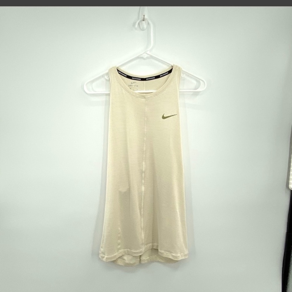 Nike DRY-FIT Racer Back ‘Cream/Gold’ Running Tank Top Woman’s Size XLarge